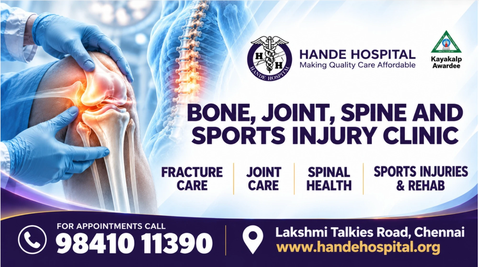 Hande Hospital Bone, Joint, Spine and Sports Injury Clinic: fracture care, joint care, spinal health, sports injuries and rehab